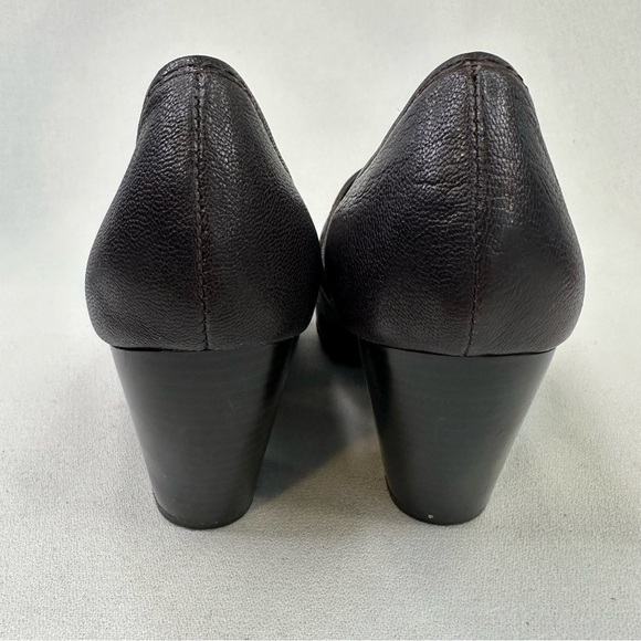 Boc Brown Leather Slip On Block Heel Shoes 8 - Picture 12 of 16